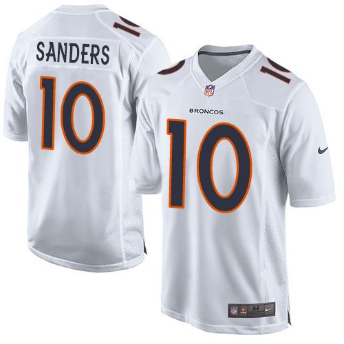 Nike Broncos #10 Emmanuel Sanders White Men's Stitched NFL Game Event Jersey - Click Image to Close
